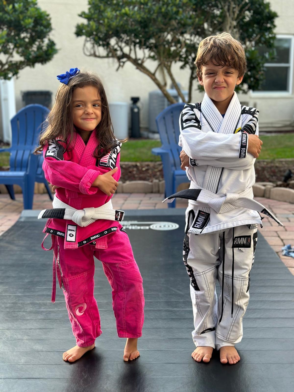 Young students, ages 5 to 8, at Robson Moura BJJ
